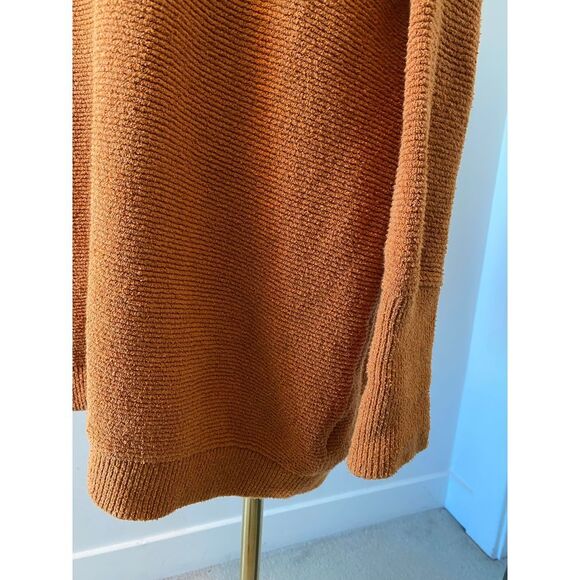 Oversized Turtleneck Sweater Ribbed Knit Cozy Fall Winter Orange Pullover - Picture 4 of 7